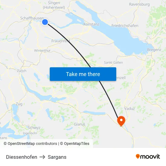 Diessenhofen to Sargans map