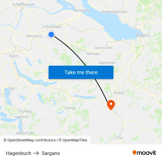 Hagenbuch to Sargans map