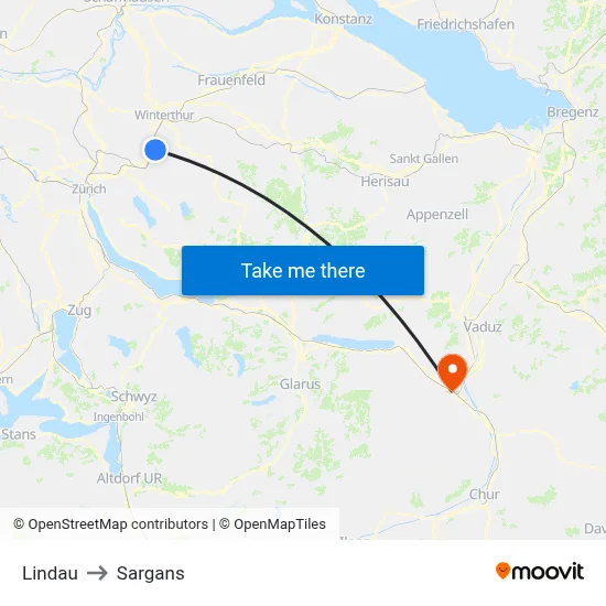 Lindau to Sargans map