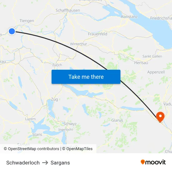 Schwaderloch to Sargans map