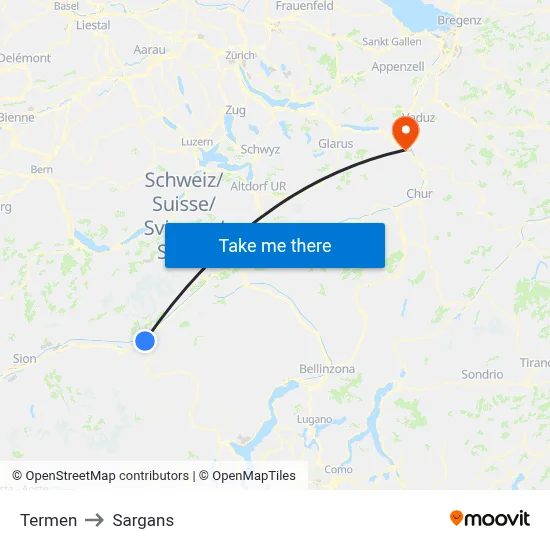 Termen to Sargans map