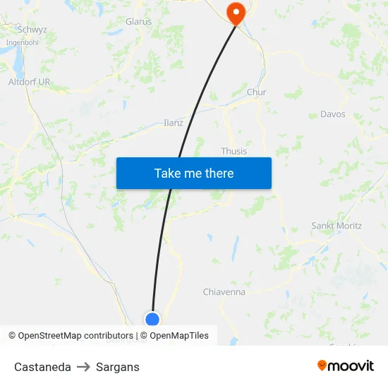 Castaneda to Sargans map