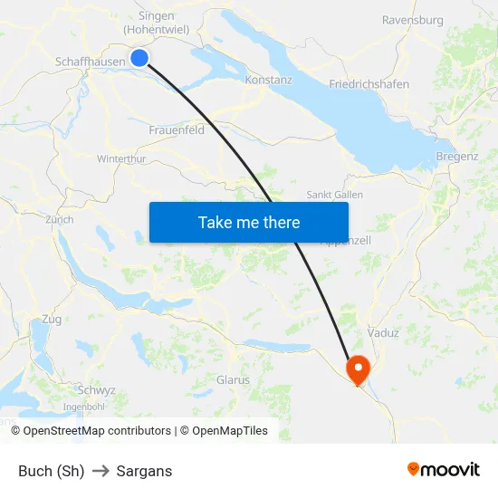 Buch (Sh) to Sargans map
