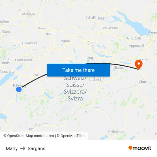 Marly to Sargans map