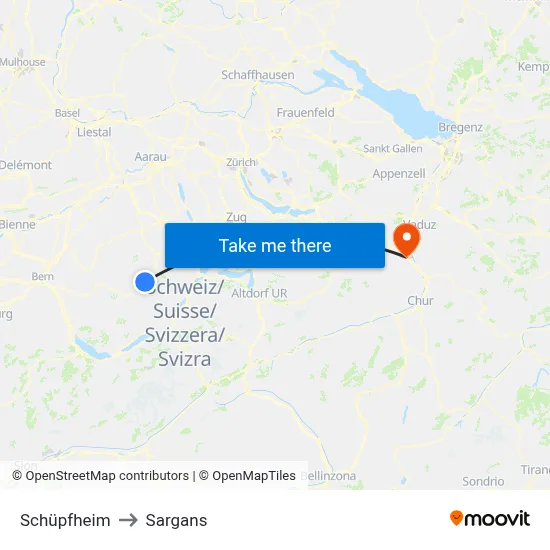 Schüpfheim to Sargans map