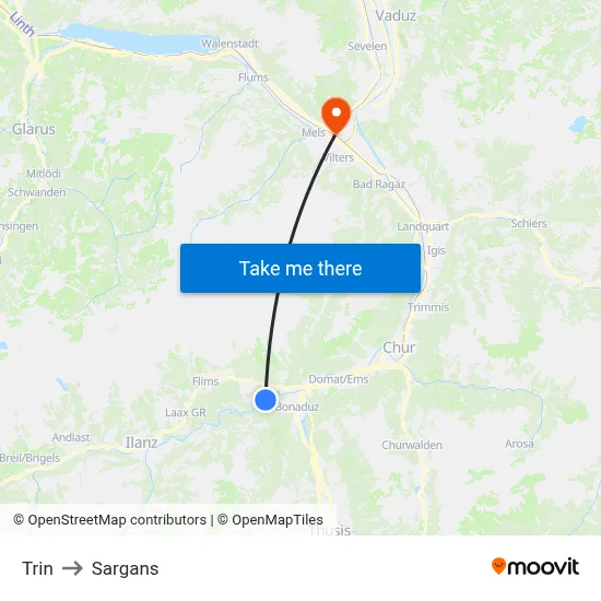 Trin to Sargans map