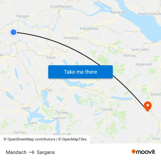Mandach to Sargans map