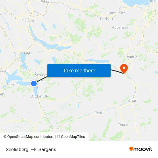 Seelisberg to Sargans map