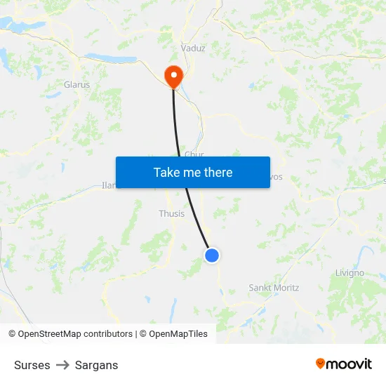 Surses to Sargans map