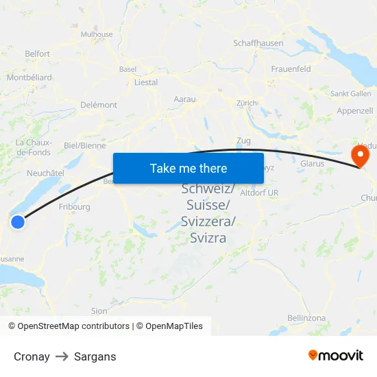 Cronay to Sargans map