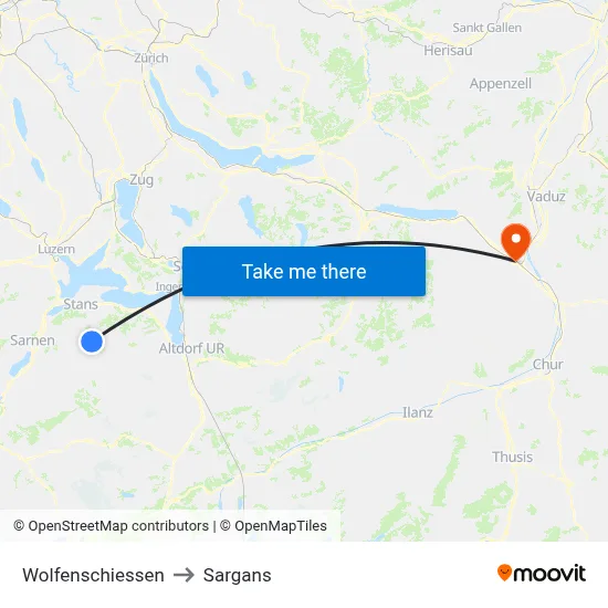 Wolfenschiessen to Sargans map
