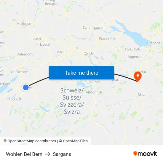 Wohlen Bei Bern to Sargans map