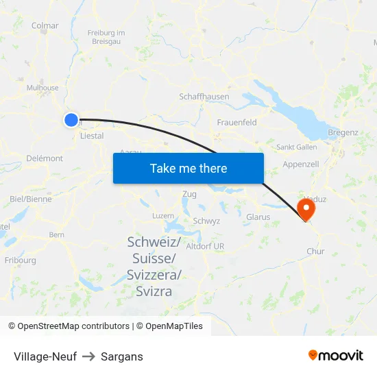 Village-Neuf to Sargans map