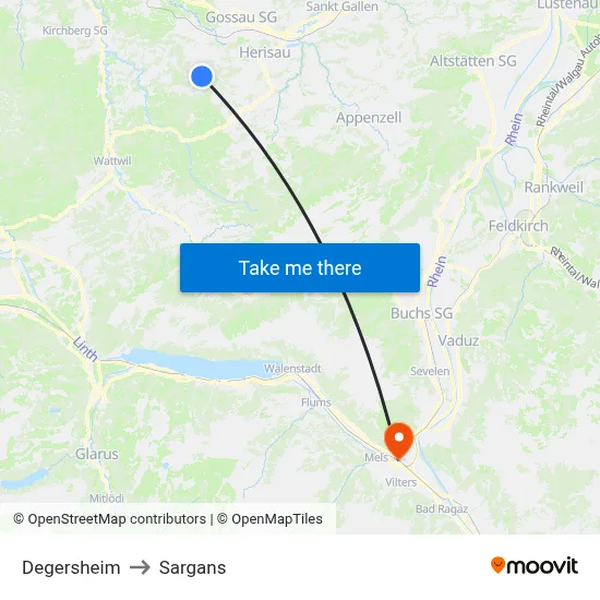 Degersheim to Sargans map
