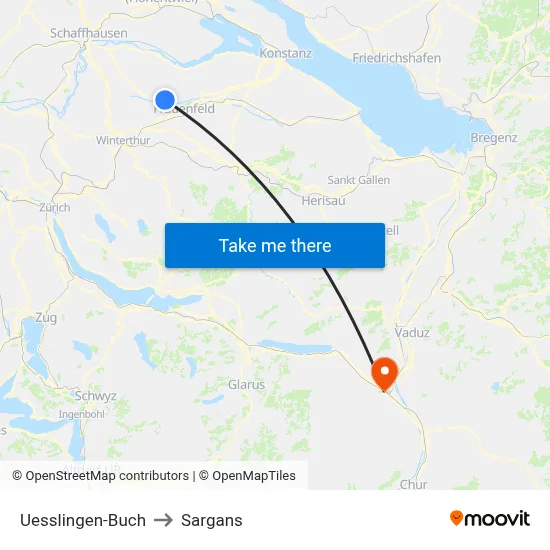 Uesslingen-Buch to Sargans map