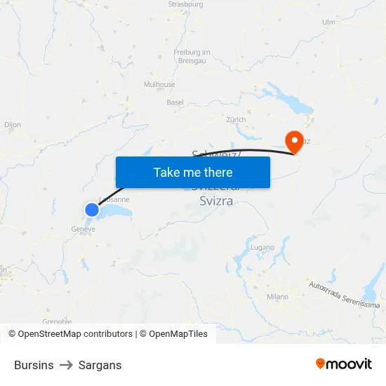Bursins to Sargans map