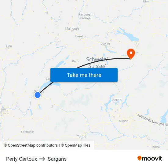 Perly-Certoux to Sargans map
