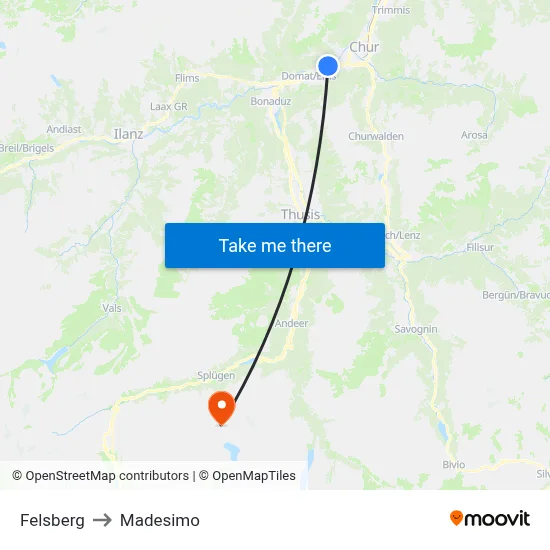 Felsberg to Madesimo map