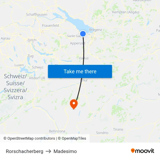 Rorschacherberg to Madesimo map