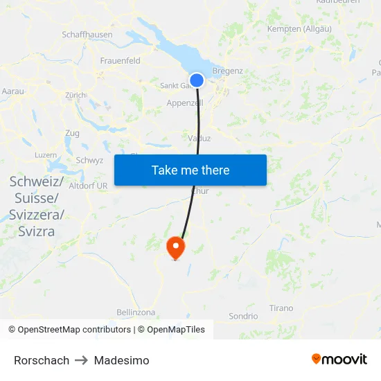Rorschach to Madesimo map