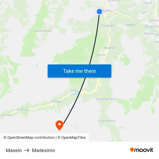 Masein to Madesimo map
