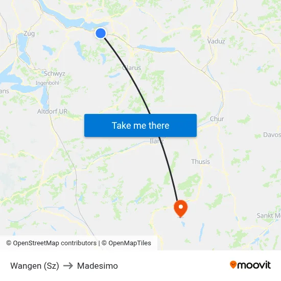 Wangen (Sz) to Madesimo map