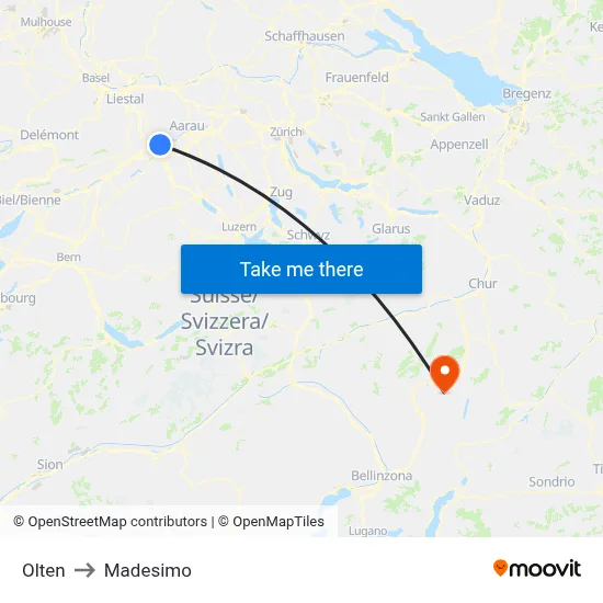 Olten to Madesimo map