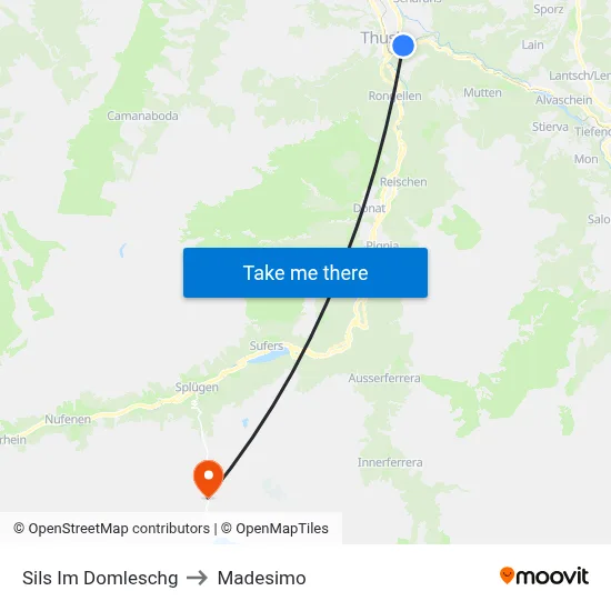 Sils Im Domleschg to Madesimo map