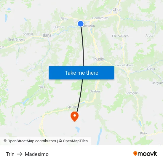 Trin to Madesimo map
