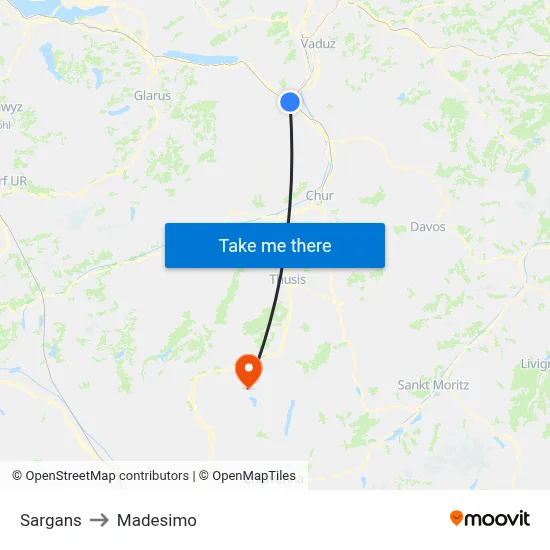 Sargans to Madesimo map
