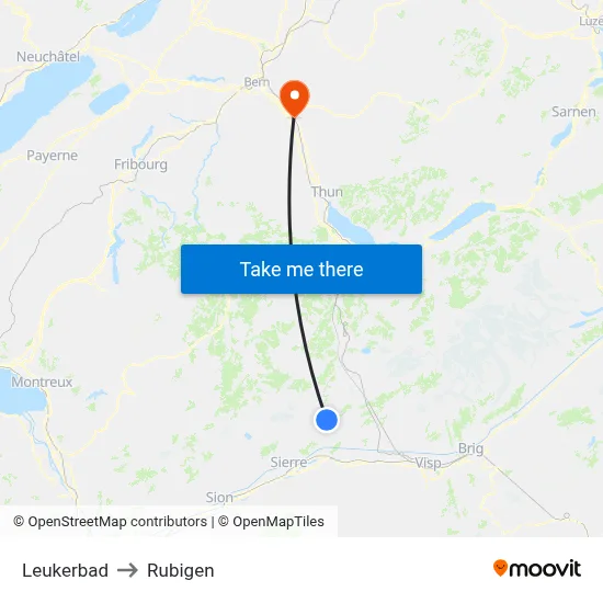 Leukerbad to Rubigen map