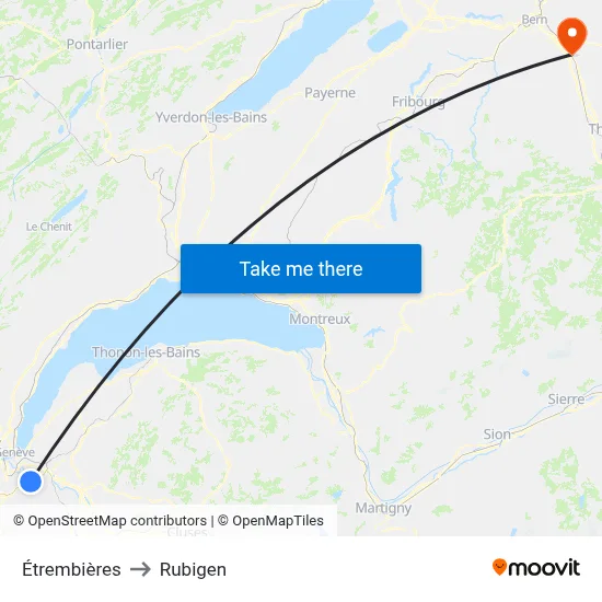 Étrembières to Rubigen map