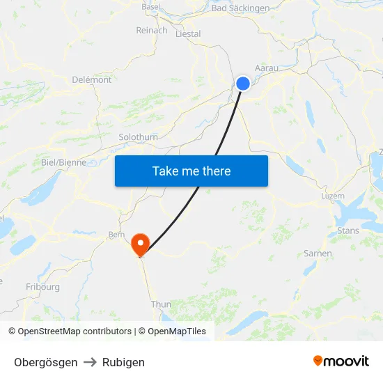 Obergösgen to Rubigen map