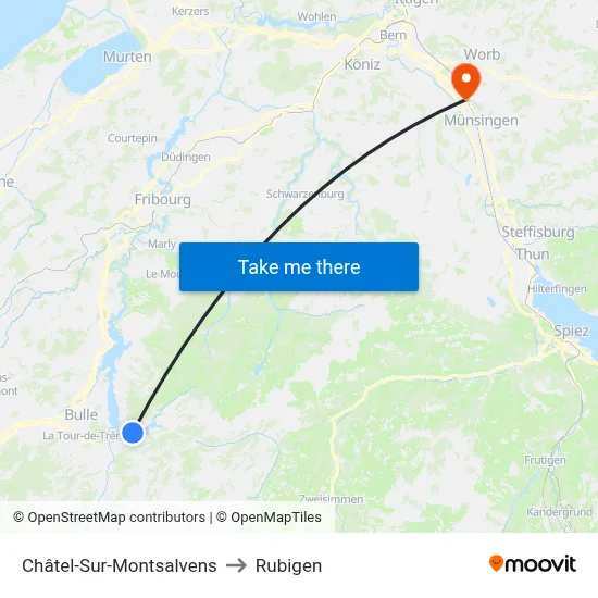 Châtel-Sur-Montsalvens to Rubigen map