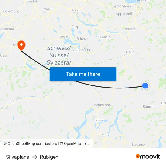 Silvaplana to Rubigen map