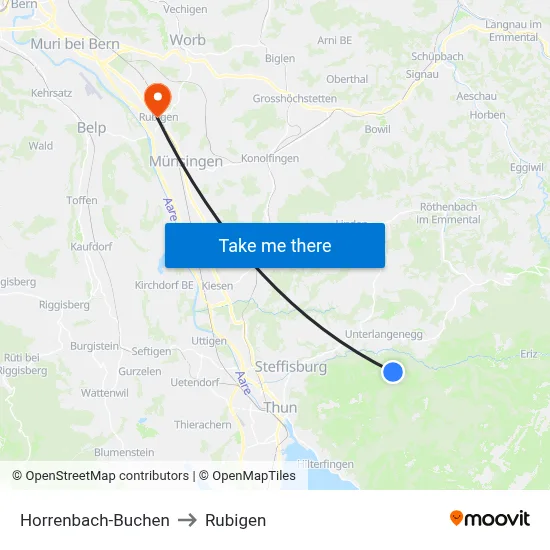 Horrenbach-Buchen to Rubigen map