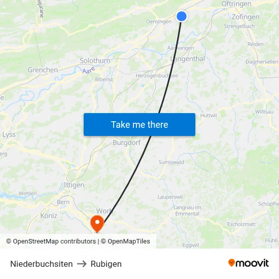Niederbuchsiten to Rubigen map