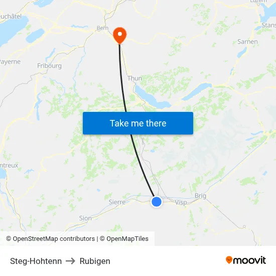 Steg-Hohtenn to Rubigen map