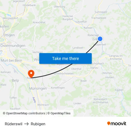 Rüderswil to Rubigen map