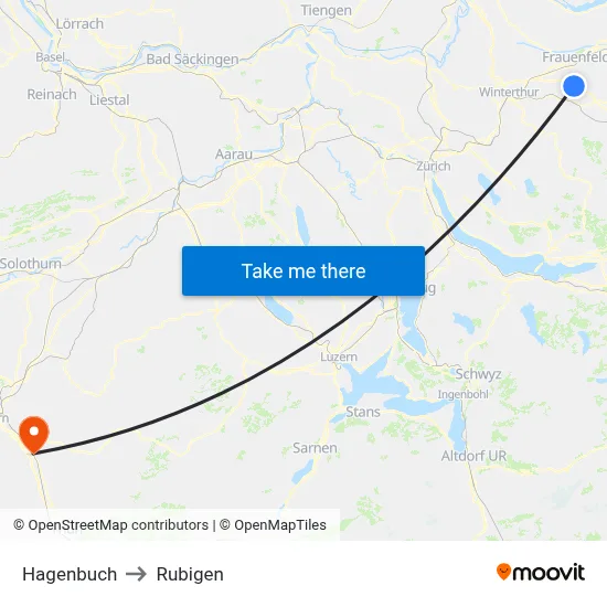 Hagenbuch to Rubigen map