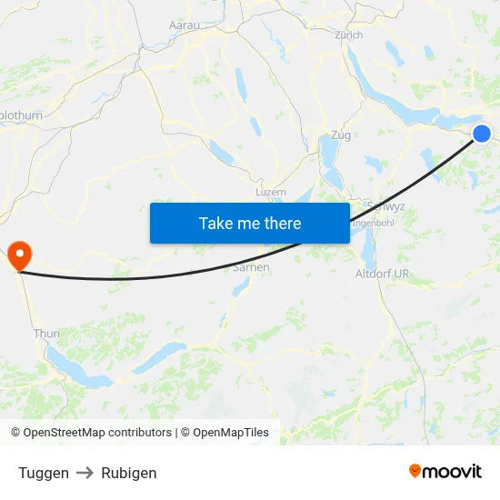 Tuggen to Rubigen map