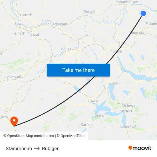 Stammheim to Rubigen map