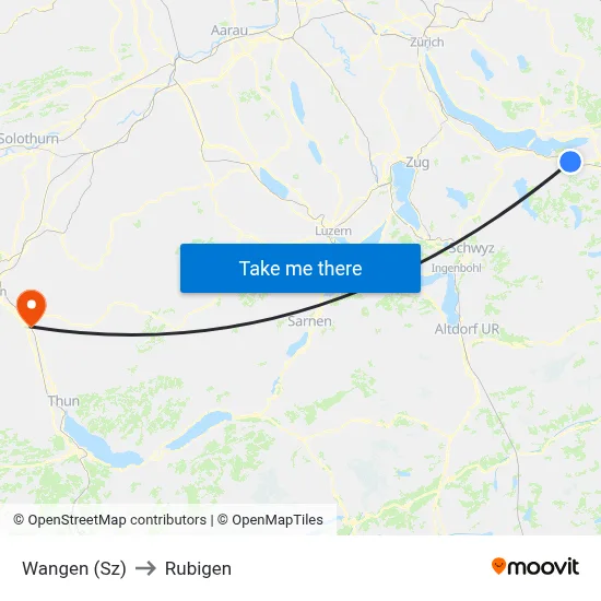 Wangen (Sz) to Rubigen map