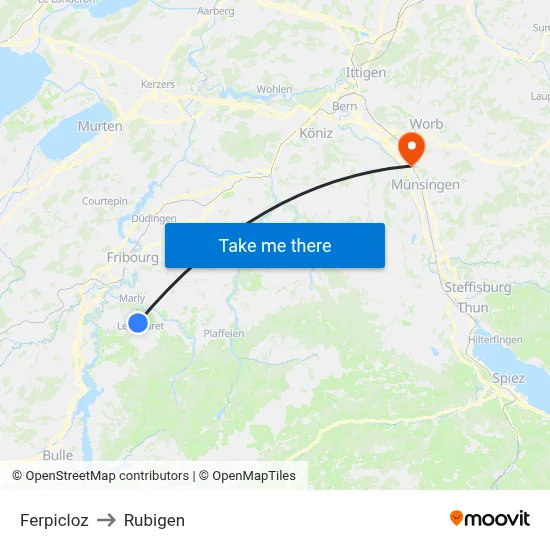 Ferpicloz to Rubigen map