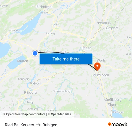 Ried Bei Kerzers to Rubigen map