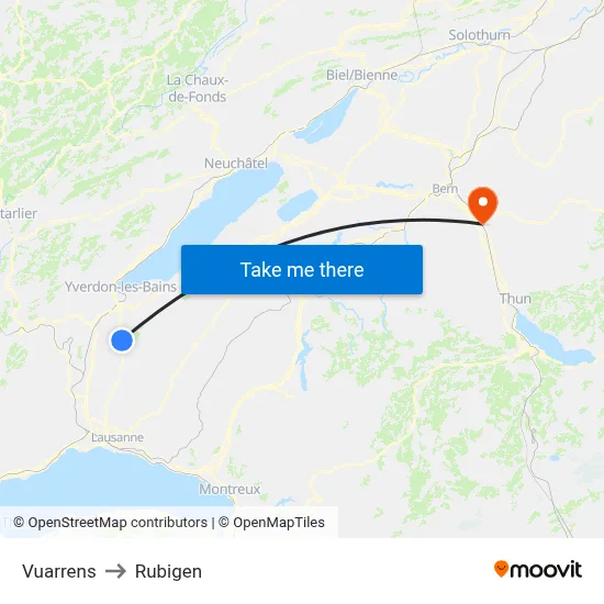 Vuarrens to Rubigen map