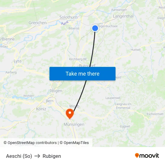 Aeschi (So) to Rubigen map