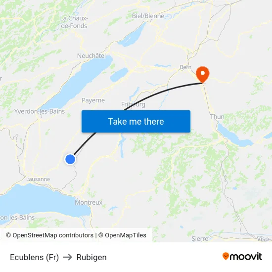 Ecublens (Fr) to Rubigen map