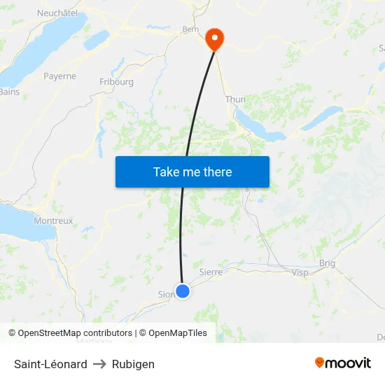 Saint-Léonard to Rubigen map