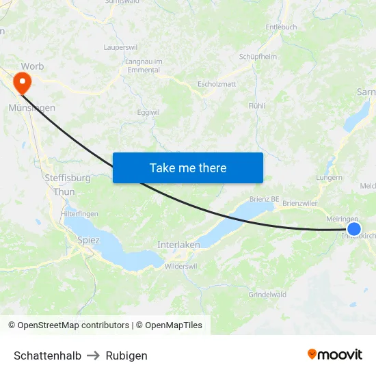 Schattenhalb to Rubigen map